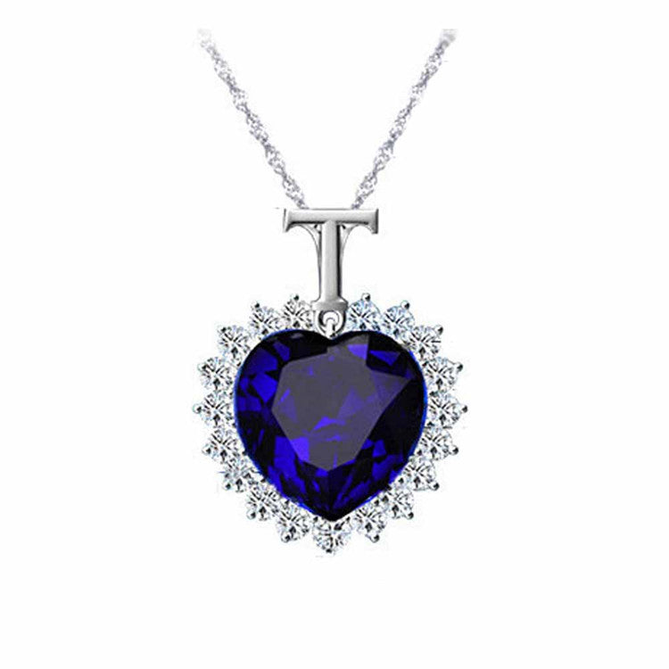 Heart shaped crystal pendant gemstone necklace jewelry