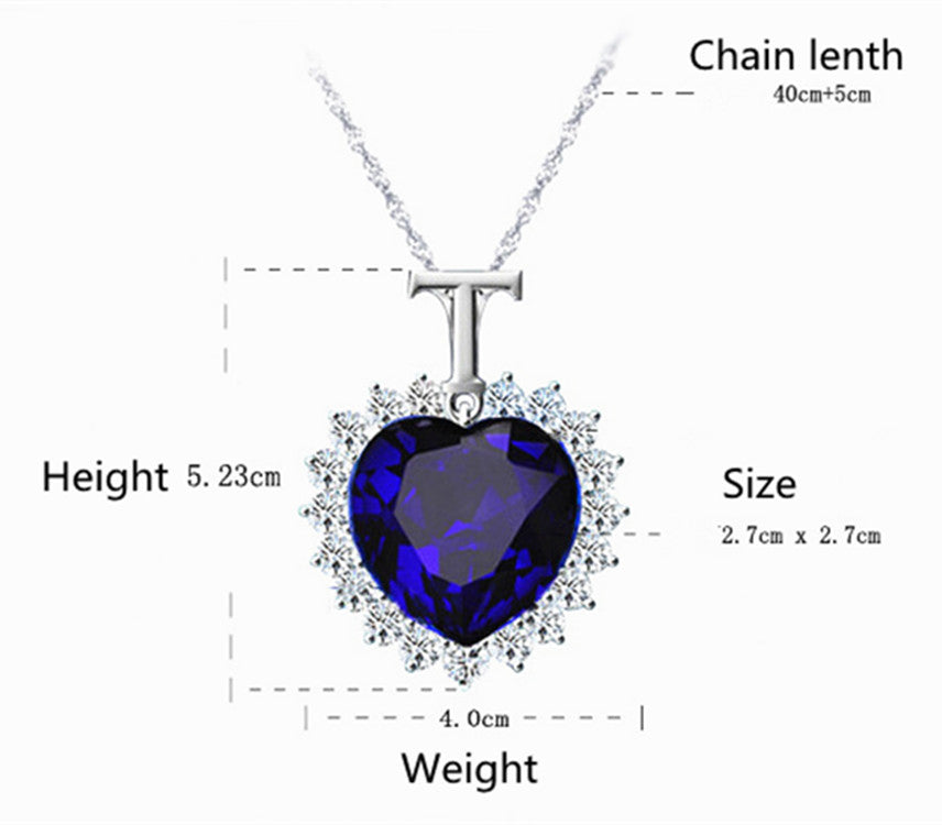 Heart shaped crystal pendant gemstone necklace jewelry