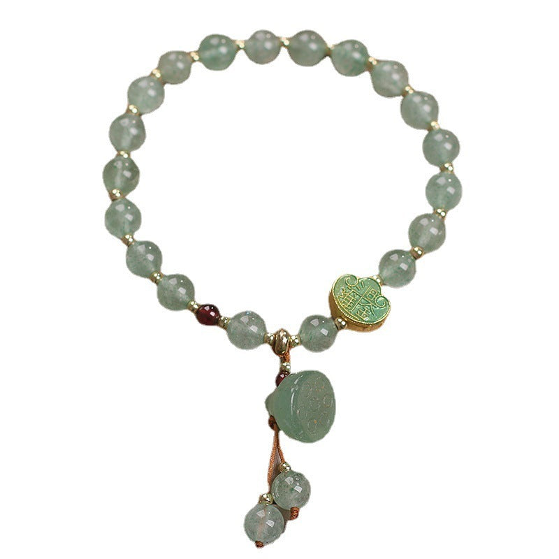 Natural Green Strawberry Quartz Bracelet Female Good Luck Lotus