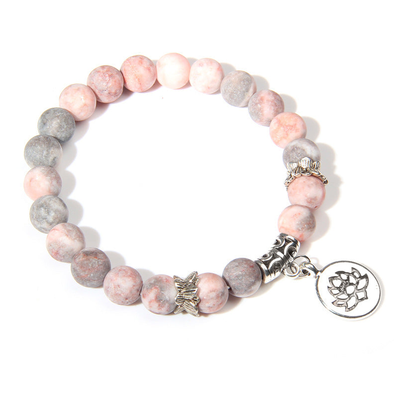 Crystal Lotus Pendant Gemstone Bead Bracelet