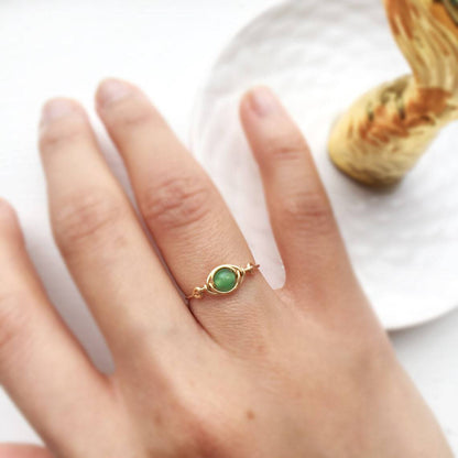 Green Emerald Healing Crystal Gemstone Ring