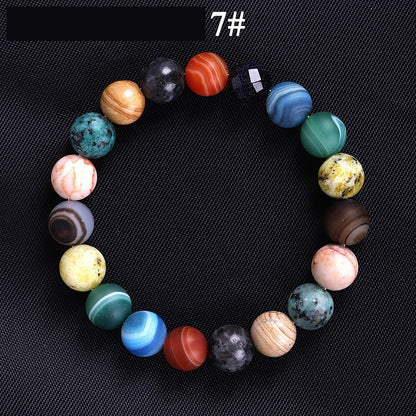 Solar System Eight Stone Planet Bracelet Planets Natural Stone Mala Bead Strand Bracelet For Men Women Handmade Universe Solar Chakra Bracelet Jewelry