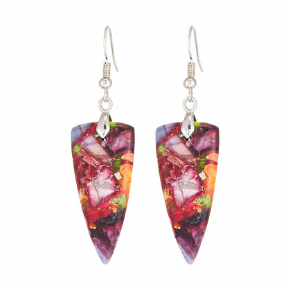 Colorful Emperor Stone Geometric Shaped Stone Earrings Triangle Temperament