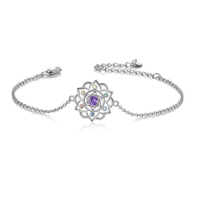 Chakra Yoga Lotus Pendant Bracelet in Sterling Silver