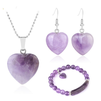 Amethyst single circle bracelet earrings