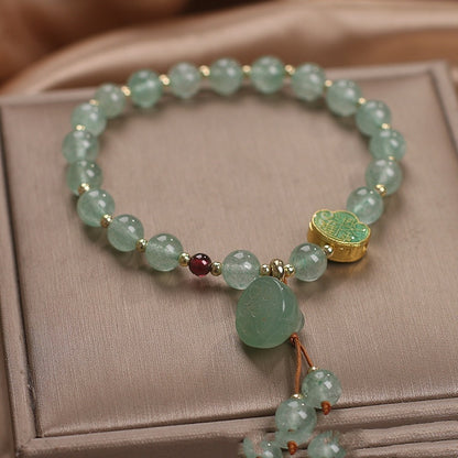 Natural Green Strawberry Quartz Bracelet Female Good Luck Lotus