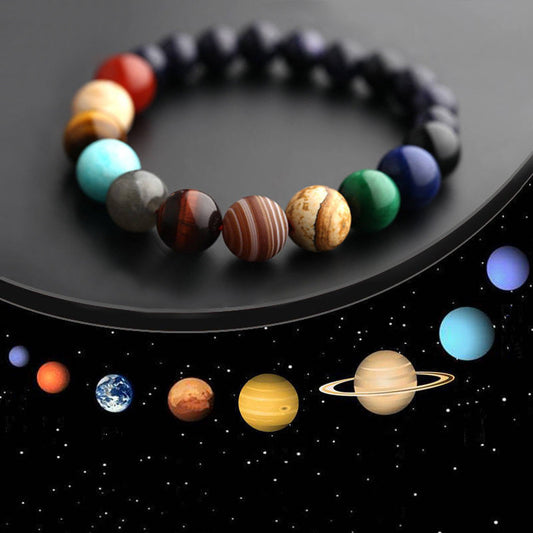 New Fashion Eight Planets Beaded Bracelet Men's Natural Stone Cosmic Yoga Chakra Solar Bracelet, Jewelry Handmade Bohemian Natural Stones Bracelet