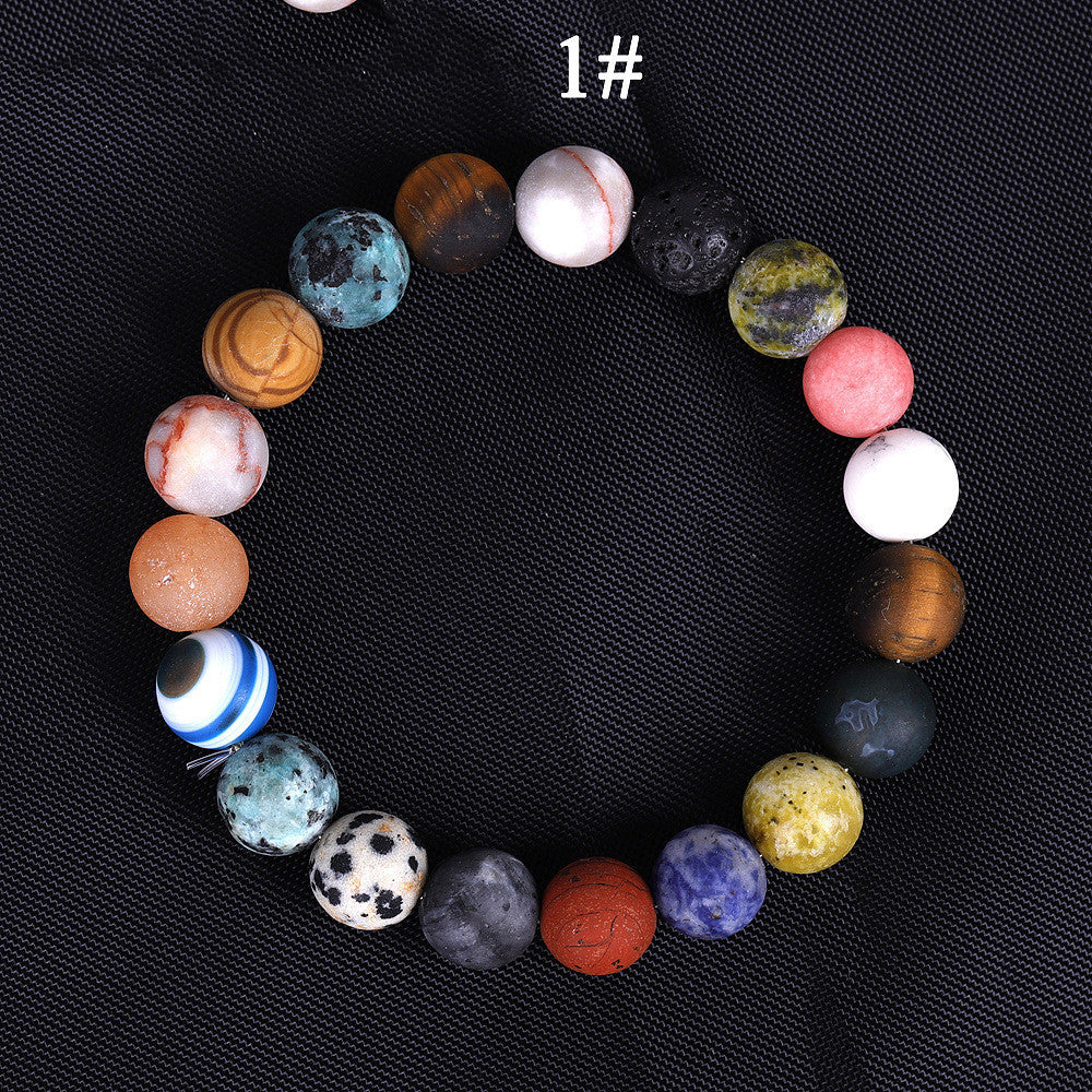 Solar System Eight Stone Planet Bracelet Planets Natural Stone Mala Bead Strand Bracelet For Men Women Handmade Universe Solar Chakra Bracelet Jewelry