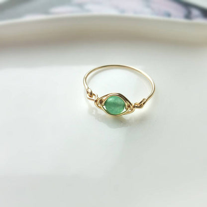 Green Emerald Healing Crystal Gemstone Ring