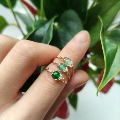 Green Emerald Healing Crystal Gemstone Ring