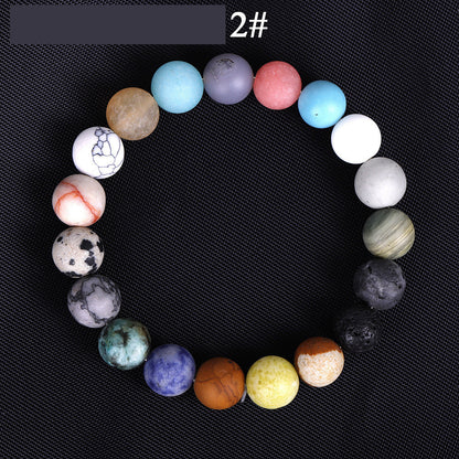 Solar System Eight Stone Planet Bracelet Planets Natural Stone Mala Bead Strand Bracelet For Men Women Handmade Universe Solar Chakra Bracelet Jewelry