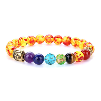 Natural Lava Stone 7 Color Amethyst Tiger Eye Bracelet