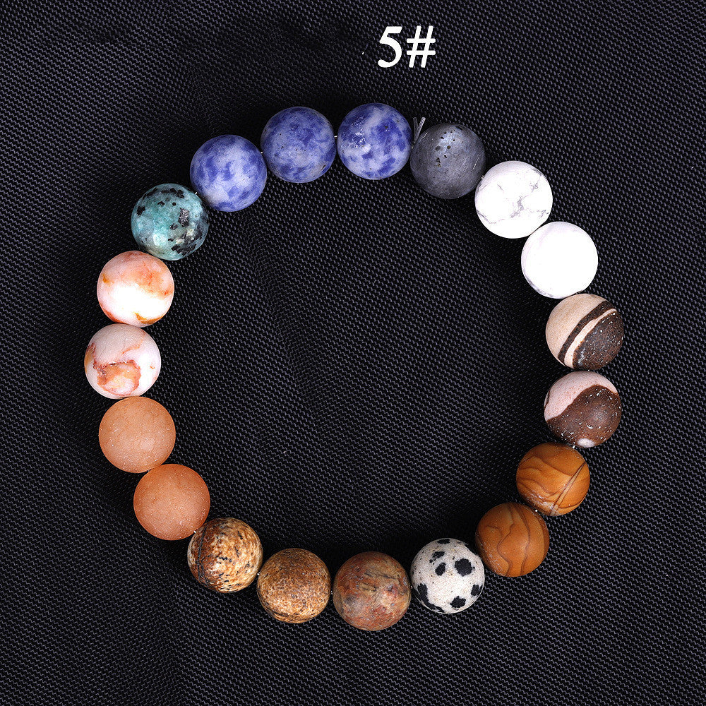 Solar System Eight Stone Planet Bracelet Planets Natural Stone Mala Bead Strand Bracelet For Men Women Handmade Universe Solar Chakra Bracelet Jewelry